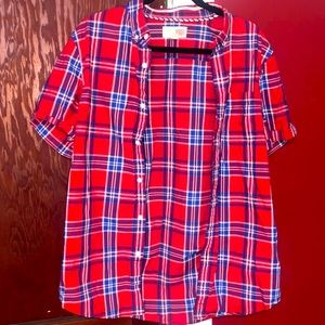 1901 Men’s Red&Blue Plaid Button-Down Shirt